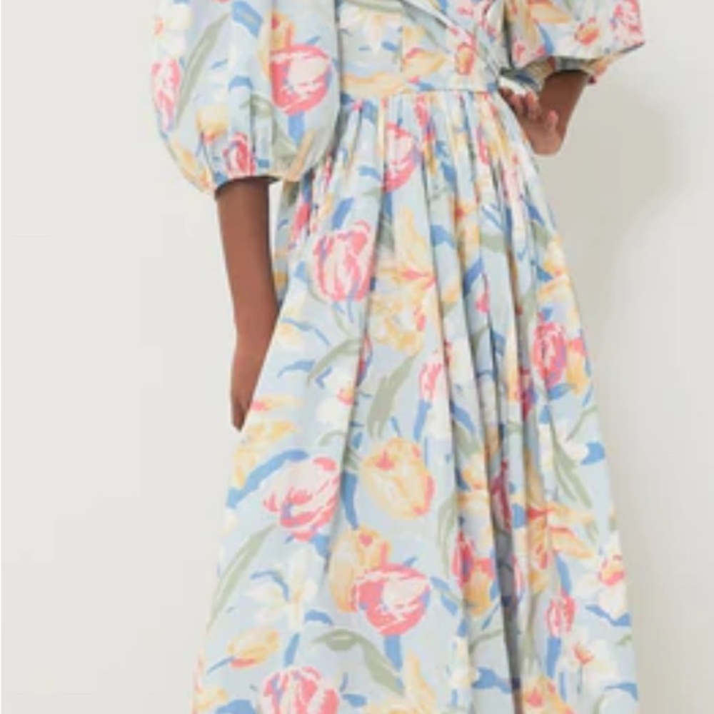 Batsheva X Laura Ashley Cotton Poplin Floral Puff Sleeve Maxi Dress